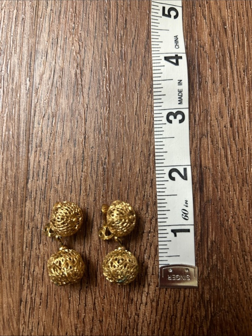 Monet Gold Tone Drop Dangle Balls Vintage Clip On Earrings